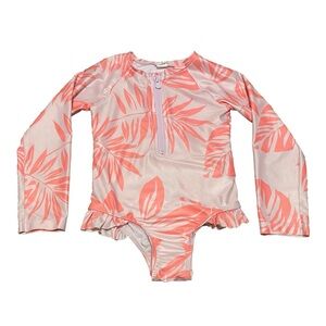 Baby Gap 4yr Swimsuit Girls Bathing Suit One Piece Rash Guard Zip Pink 4/$20 🛑
